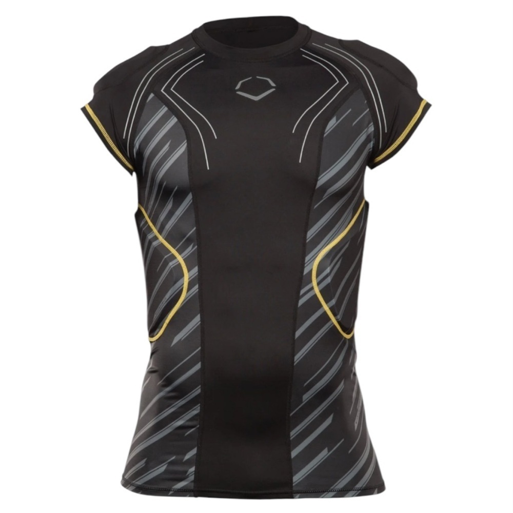 NWT EVOSHIELD CustomTech EvoAlpha Football Rib Shirt Black Grey